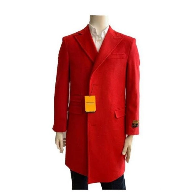 Herrenrote Wollmantel – Klassischer Trenchcoat für einen stilvollen Look.
